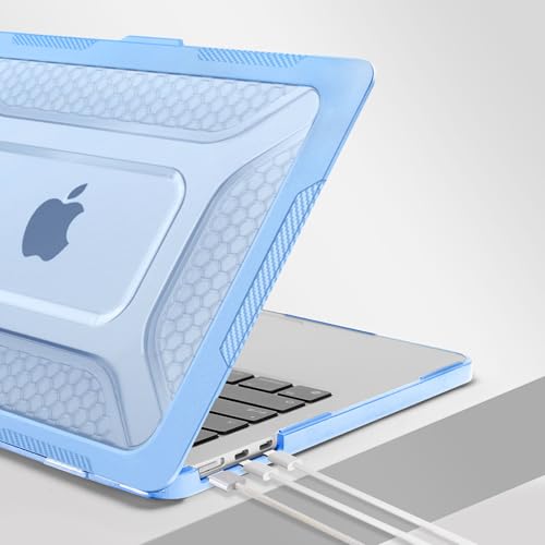 Image of MOSISO Compatible with MacBook Air 13 inch Case M5 M4 M3 M2, Air Blue | 2 in 1 Kit Honeycomb Shock Resistant Hard Case with Foldable Kickstand for MacBook Air 13.6 2026-2022 A3449 A3240 A3113 A2681