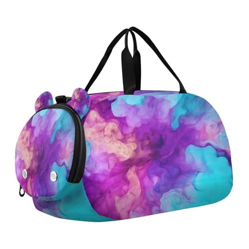 YETTASBIN Sport Travel Duffel Bag for Girls Boys, Tie Dye Large Waterproof Weekender Overnight Bag, Detachable Shoulder Strap Gym Bag with Shoe Compartment & Wet Pocket