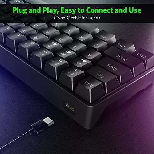 Tewell 61 Keys Rgb Wired Mechanical Gaming Keyboard With Audible Click Sound Blue Switches, Compact Mini Portable Computer Keyboard For Windows Gaming Pc #TOP4