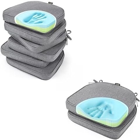 SUNROX Memory Foam Chair Cushions 17"x16" Set of 6, Heather Charcoal Cover