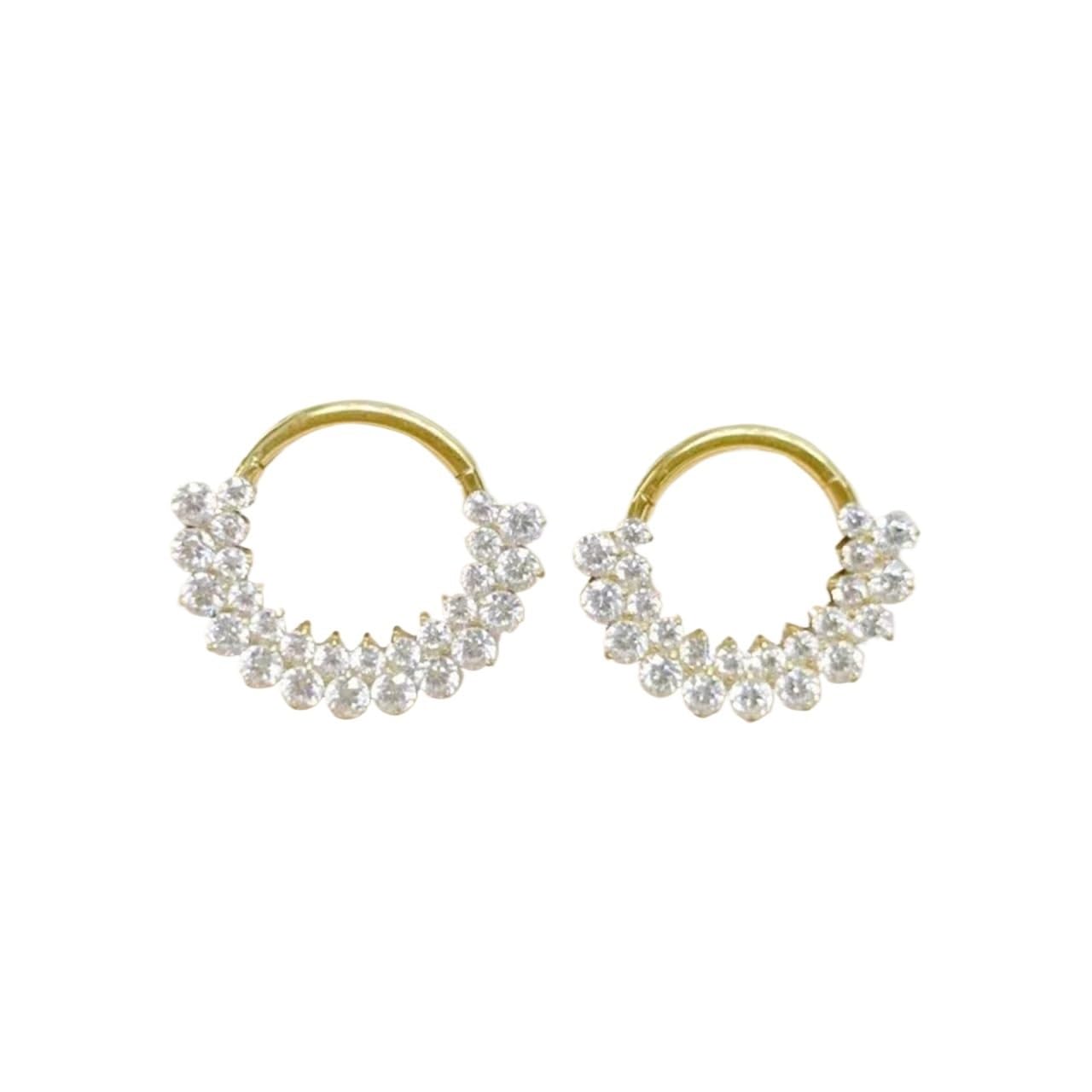 BAFAFA 1Pc ASTM F136 de titanio de doble filas 5A CZ nariz aro tabique Clicker anillo Piercing pendiente labio tragus de la oreja cartílago de hélice cuerpo