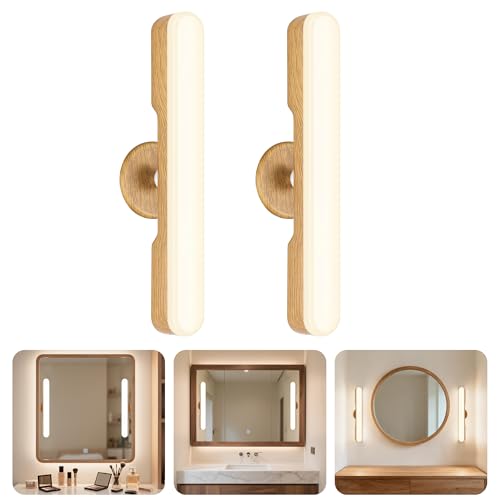 cambk Set of 2 Wireless Vanity Makeup Lights for Mirror, Rechargeable LED Stick On Light Bar for Bathroom Mirror with Dimmable 3 CCT, Long Battery Life Cordless Light for Vanity Desk(Light Brown)