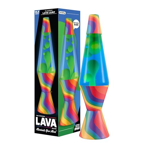 Image of Lava The Original Lamp - 14.5 inch Warped Rainbow - Classic Liquid Motion Lamp - Yellow Wax and Blue Liquid - Item #2713 (Amazon Exclusive)