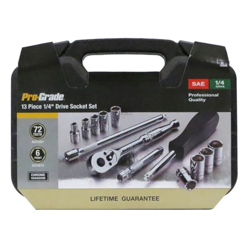 Image of Pro-Grade 13-Piece 1 /4-Inch Drive SAE Mechanics Tool Set, 19204