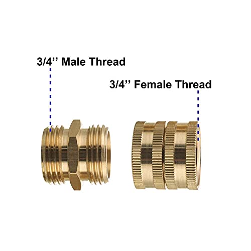 Hourleey Garden Hose Adapter, 3/4 Inch Solid Brass Hose Connectors Adapters, Male To Male, Female To Female, 4-Pack With Extra 6 Washers #TOP3