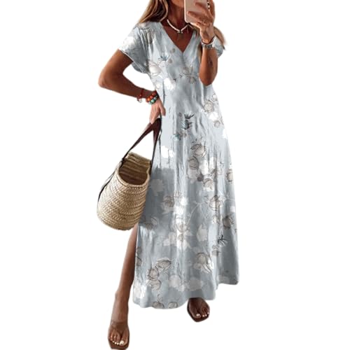 Generisch leinenkleider Brautmutterkleider Grau 2XL