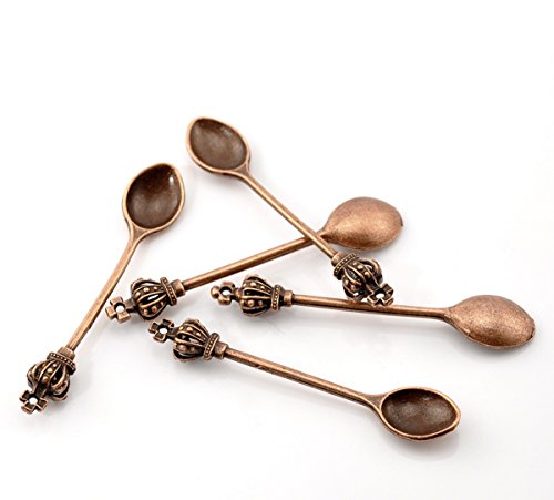 Housweety 20Pcs Copper Tone Crown Spoon Tableware Charm Pendants 5.9X1.2Cm(2 3/8"X4/8") #TOP2