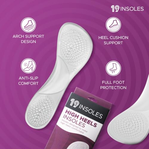 Image of High Heel Insoles for Women, Full Length Extra Soft Gel Feet Protector, Cushion Pad for Support, Pain Relief, Increased Comfort, Anti-Slip Grip, Ideal for All Heels (Pack of 1)