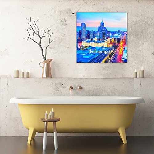 Tableau bois rustique skyline Indianapolis 40cm | Déco chic