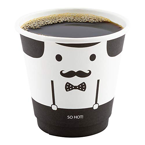 Image of Restaurantware 8 Ounce Paper Coffee Cups, Pack of 25 Monsieur Design Disposablea€ inchLeakproof, Recyclable, Black and White Insulated Hot Beverage Holders, Matching Lids Available and Sold Separately