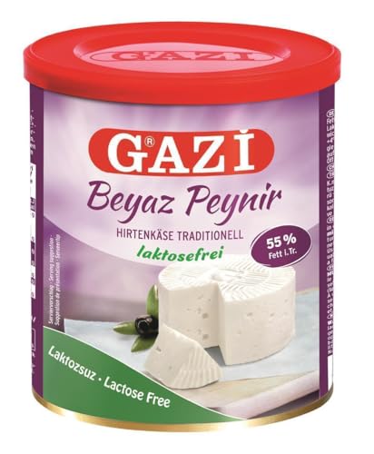 Gazi Hirtenkäse laktosefrei - 3x 500g Dose - Beyaz Peynir Rahmkäse frei von Laktose mit 55% Fett i.Tr., aus 100% Kuhmilch, Weichkäse ist bestens für Salate geeignet, äußerst weicher Geschmack