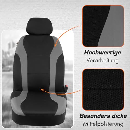Upgrade4cars Autositzbezüge Set Universal Grau | Auto-Schonbezüge Vordersitze & Rückbank | Autositzbezug Schwarz | Autozubehör Innenraum | Geschenke für Frauen und Männer