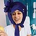 Baluue Nigerian Turban Head Wrap African Stretch Scarf Pre-tied Headband for Women Wedding Party Blue Layered Fashion Headscarf