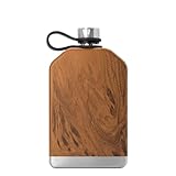 Tempercraft 8oz Durable Stainless-Steel Travel Flask | Custom Personalized Laser Engraved Options | Outdoor Hiking Liquor Hip Canteen (Wood - Blank)