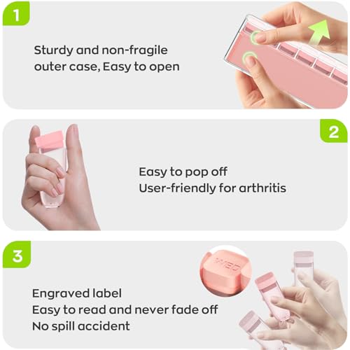 Image of Weekly Pill Organizer 1 Time a Day, HIONXMGA Portable Detachable Travel Pill Box 7 Day, Large Once Daily Pill Holder Case, Color-Coded Dispenser for Vitamin Medicine Supplement Fish Oil, Pink