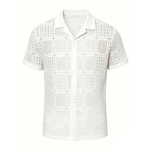 Chemise d'été à manches courtes pour homme en coton respirant et coupe droite style décontracté