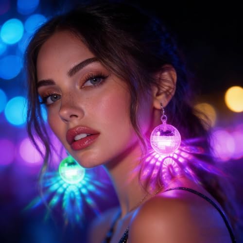 Image of Light Up LED Earrings for Women - USB Rechargeable, Changing Flashing Ear Jewelry, Disco Party Rave Festival Dangling Earrings (white)