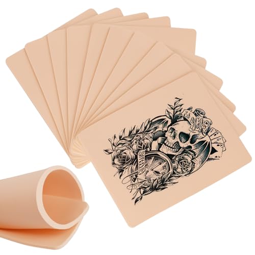 Jconly 10Pcs Double Sides Thick Fake Skin Tattoo - 86 in Soft Practice Skin for Beginners and Experienced Tattoo Artists