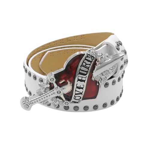 ZGMYC Goth Red Heart Buckle Belt Punk Studded Rivet Waist Belt Y2K Western PU Leather Belts for Women Girls2