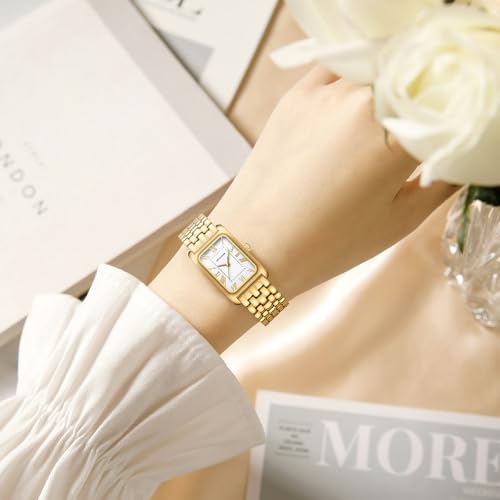 watches for women vintage bracelet roman dial rectangular case gold watch waterproof with tools