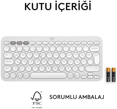 Logitech Pebble Keys 2 K380s Kablosuz Klavye, Çoklu Cihaz Özellikli, Kişiselleştirilebilir Kısa Yollar, Bluetooth, Taşınabilir, Windows, macOS, iPadOS, Android, Chrome OS, Easy-Switch, Türkçe Q, Beyaz - Görsel 10