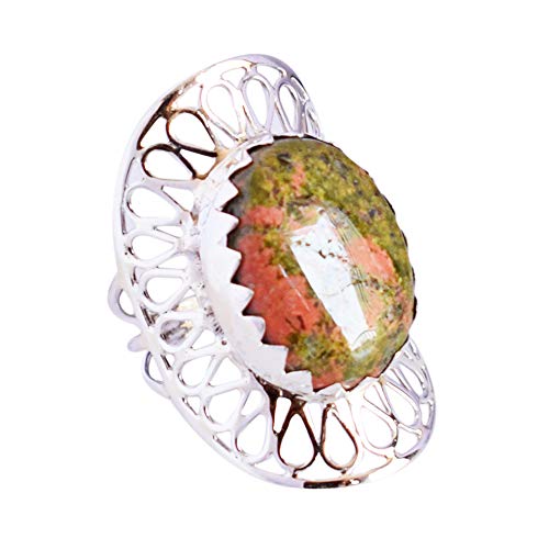 Bague unakite multicolore en cadeau unique pour femme avec écrin élégant