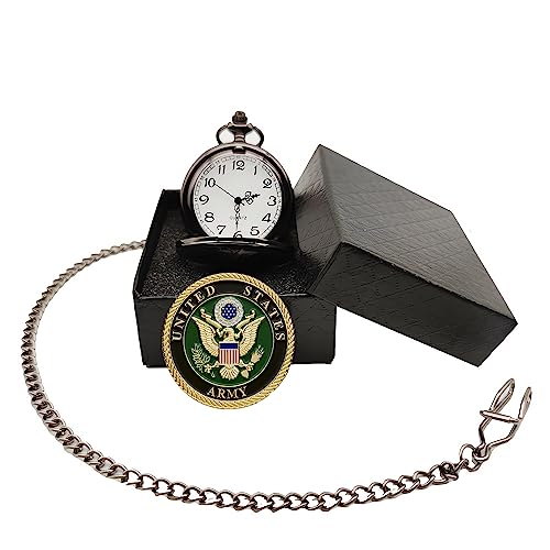 Image of Gifts for Veterans,Pocket Watch for Veterans with Military ChanllengCoin,Best Veterans Day Gifts