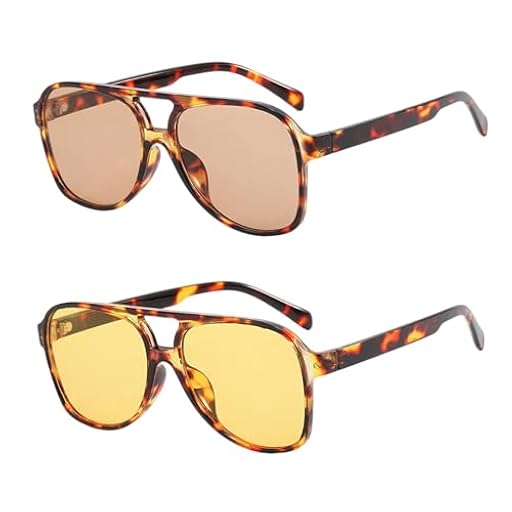 TUONYIS 2 Piezas Gafas de Sol Piloto para Hombre Mujer Gafas de Sol Cuadradas Vintage Piloto con Doble Puente Retro Años 70 (Negro, Verde) | Ya disponible en tu tienda friki favorita! En mundofriki.es!
