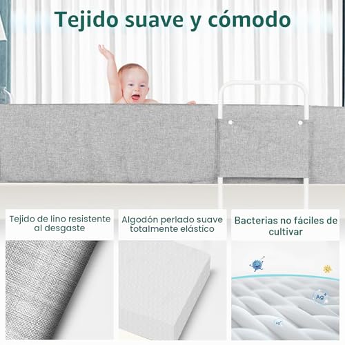 Barrera de seguridad de 180 cm anticaídas con altura ajustable para niños 6