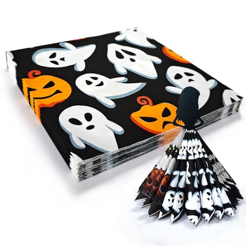36 peças guardanapos de Halloween preto fantasma abóbora 3-Ply guardanapos decoração de mesa decoração de festa de Halloween guardanapos de papel (33 x 33 cm)