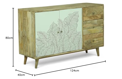 Image of Solid Wood Ranthambore 2-Door Sideboard | Sideboard Cabinet for Living Room | Solid Wood Cabinet for Living Room |Finish - Natural and White