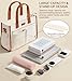 Canvas Tote Bag for Women, 15-Pocket Large Crossbody Purse Shoulder Satchel Handbag Bible Laptop Bag Zipper Bookbag for Teacher Nurse Work Travel College Everyday
