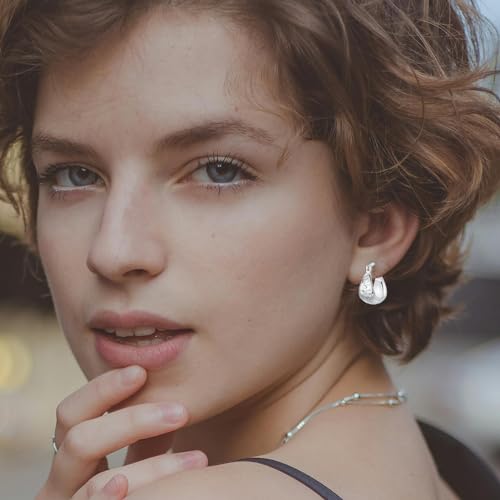 Hapour Sterling Silver Chunky Hoop Earrings for Women Hypoallergenic Thick Lightweight Huggie Earring Everyday Hoop Earrings3