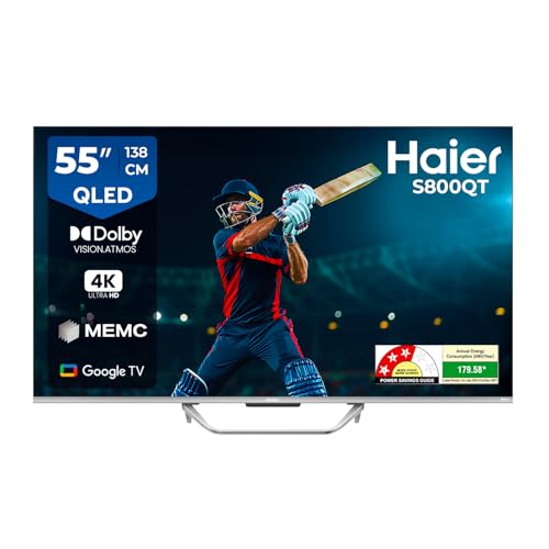 Haier 139 cm (55) S800 Series 4K Ultra HD Smart QLED Google TV 55S800QT-P (Grey)