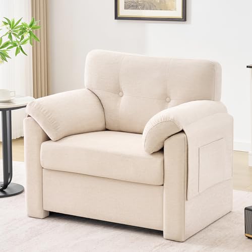 Image of Howjoe Accent Chair for Living Room, Oversized Reading Armchair, Lvory