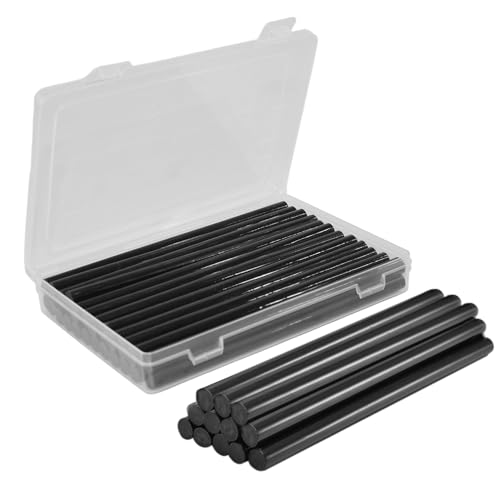 Distlety Hot Glue Gun Sticks: Black Full Size 0.43 X 7.9 for DIY Lovers - 24 Pack High Adhesion for Home Craft Birthday Christmas Greeting Card Fabric & Jewelry Making with Storage Box