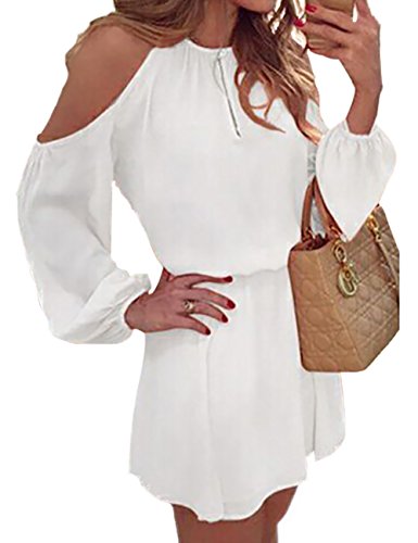 xxxiticat Women's Summer Dress Cold Shoulder Sheer Bikini Bathing Suits Swimsuit Coverup Vacation Short Boho Beach Dresses