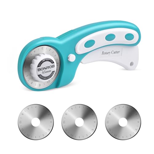 BONROB 45mm Rotary Cutter with 7 Extra Replacement Blades and Safety Lock Design, Ergonomic Handle...