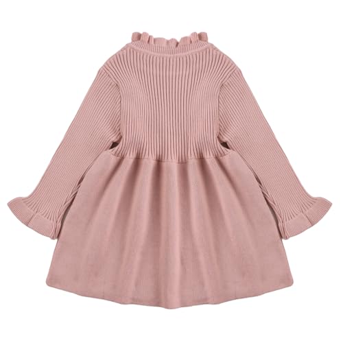 Baby Girls Sweater Dress Toddler Long Sleeve Knit Dresses Little Girl Ribbed Knit Ruffle Clothes Fall Winter2