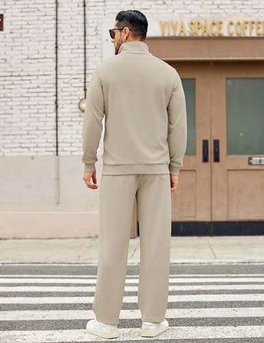 COOFANDY Men's Sweatsuits 2 Piece Set Quarter Zip Pullover with Wide Leg Sweatpants Matching Tracksuit4