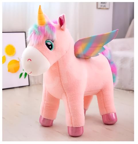 Image of Tickles Rainbow Wings Unicorn Horse Soft Stuffed Plush Animal Toy for Kids Birthday Gifts (Size: 25 cm Color: Pink)
