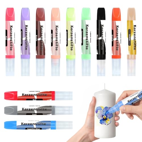 NAMIS 12 Stück Wachsstifte für Kerzen Kerzenstifte 10 ml Kerzen Bemalen Set Candle Pen zum Kerzens Dekorieren & Gestalten für Kerzens DIY für Dekorieren und Gestalten von Stoff Holz Keramik