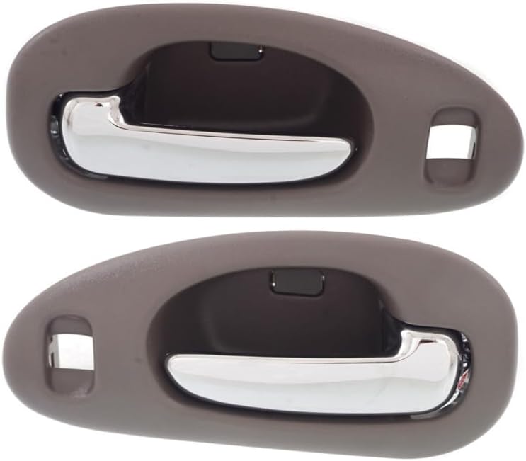 For Chrysler 300M 1999 00 01 02 03 2004 Interior Door Handle Driver and Passenger Side | Pair | Front | Gray Bezel With Chrome Lever | With Door Lock Hole | 4 Nuts | Sedan | All Submodels