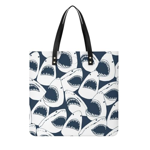 Sac à main shopper Requin Blanc pour femmes | Grand cabas bandoulière voyage 39x39cm
