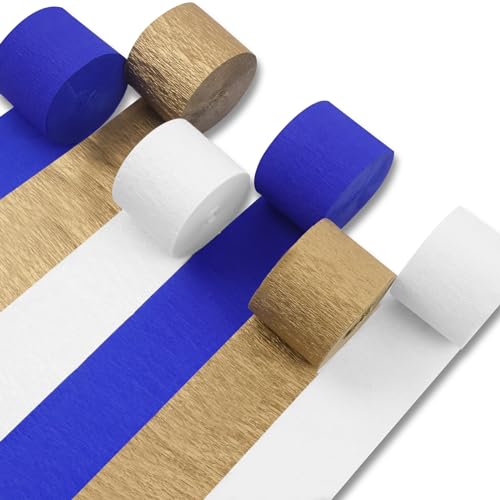 PartyWoo Serpentinas de papel crepe, 6 rolos de 150 m, pacote de serpentinas metálicas douradas bran