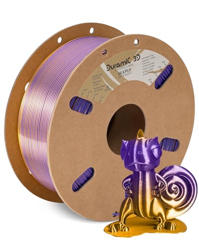 Image of DURAMIC 3D Silk Dual Color PLA Filament Shinny High Gloss Finish 1.75mm | 3D Printing Filament with Cardboard Spool,No-Tangling Neatly Wound Dimensional Accuracy 99% + /- 0.03mm 1KG Silk Gold Purple