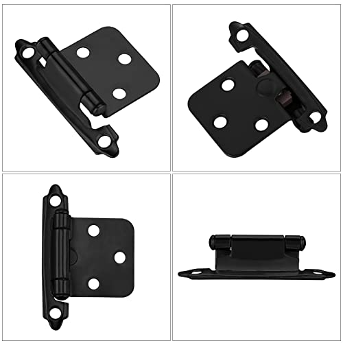 Homdiy 15 Pairs (30 Units) Black Cabinet Hinge Self Closing Kitchen Cabinet Hinges - 1/2 Inch Overlay Black Cupboard Hinges Face Mount Cabinet Hardware For Cabinet Doors #TOP1