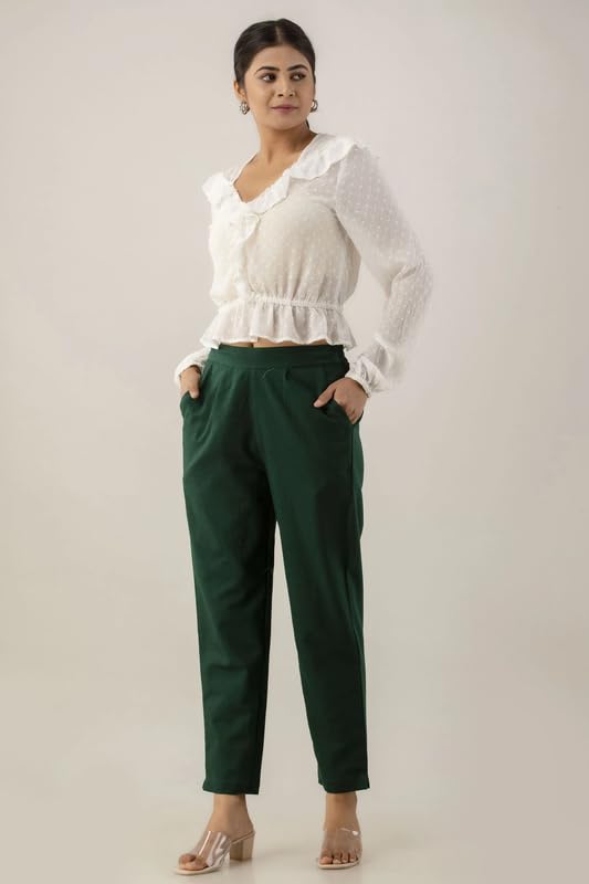 Image of Regular Fit Cotton Woman Trousers Pants Kurti Pant Casual Daily Formal Office Use