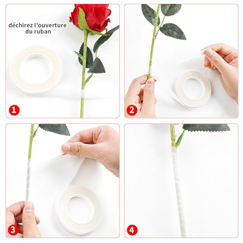 LOMIMOS Lot de 2 Ruban Adhésif Fleuriste en Papier,Floratape pour le Jardin et Bouquet DIY,Auto-adhésif Rubans Floraux pour Bouquet et Tiges de Fleuriste – vue 3