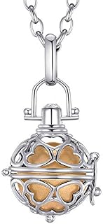 Morella Women Necklace Stainless Steel 70 cm 27,5" with Hearts Pendant for Sound Balls Ø 16 mm 0,63" in a Velvet Jewelry Bag